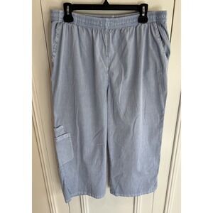 Sea Breeze Of California Light Blue Pull On Cotton Pants‎ Wide Leg Beach Coastal